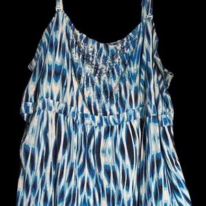 Lane Bryant Sleeveless Spaghetti Strap Tank Top Studded Size 22/24 Blue Wave